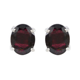 Milagros Red Solitaire Stud Earrings for Glam Looks Garnet Red Stud