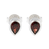 Camila Red Solitaire Stud Earrings for Glamorous Looks Garnet Red Stud