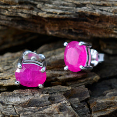 Aisha Red Solitaire Stud Earrings for Everyday Glam