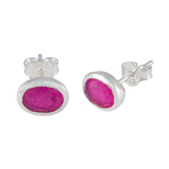 Jiwoo Red Solitaire Stud Earrings for Everyday Glam