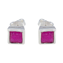 Ana Red Solitaire Stud Earrings for Everyday Glam Indian Ruby Red Stud