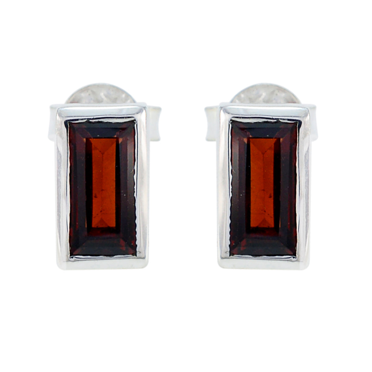 Greta Red Solitaire Stud Earrings for Glamorous Style Garnet Red Stud