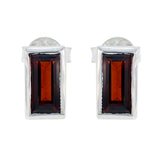 Greta Red Solitaire Stud Earrings for Glamorous Style Garnet Red Stud