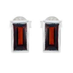 Greta Red Solitaire Stud Earrings for Glamorous Style Garnet Red Stud