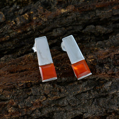 Marie Red Solitaire Stud Earrings for Everyday Glam