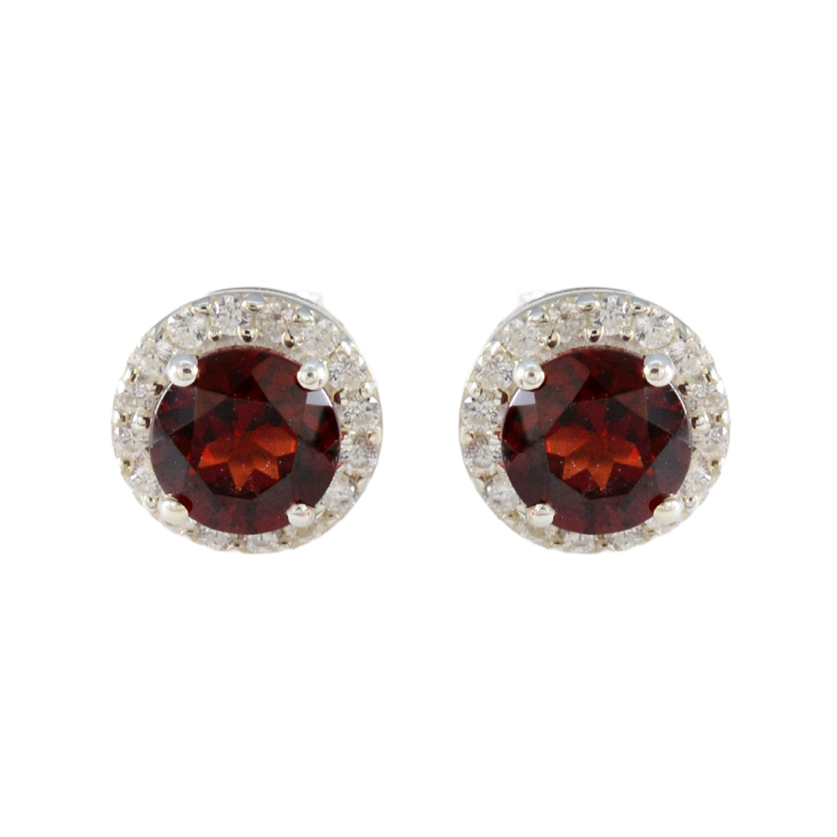 Mei Red Solitaire Stud Earrings for Glam Looks Garnet Red Stud