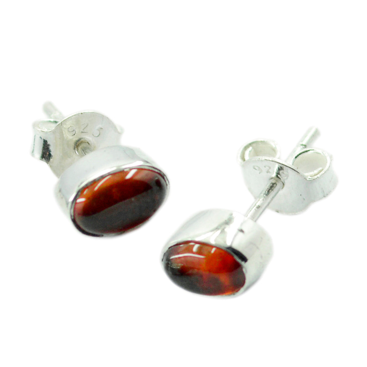 Emilia Red Solitaire Stud Earrings in 925 Silver Red Onyx Red Stud