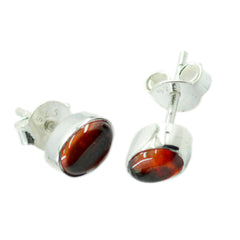 Emilia Red Solitaire Stud Earrings in 925 Silver