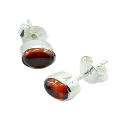 Emilia Red Solitaire Stud Earrings in 925 Silver
