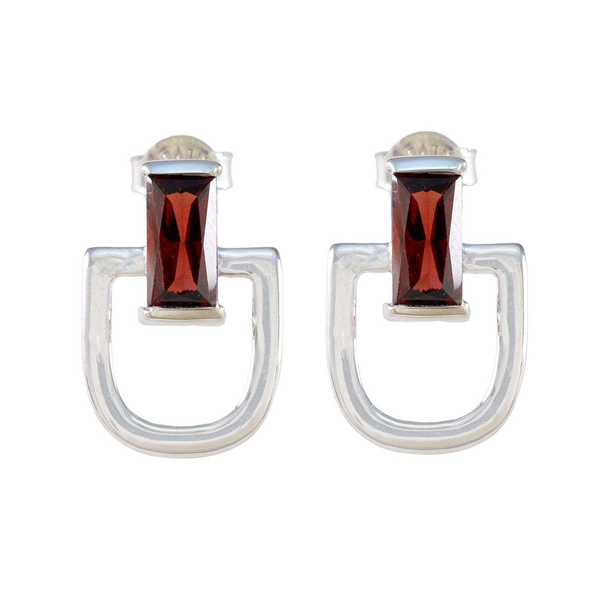 Amanda Red Solitaire Stud Earrings for Stylish Glam Garnet Red Stud