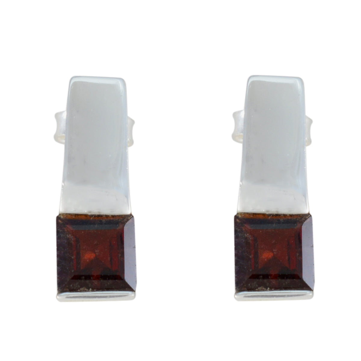 Lea Red Solitaire Stud Earrings for Everyday Glam Garnet Red Stud
