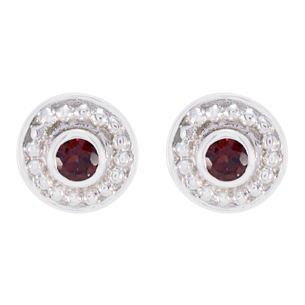 Emi Red Solitaire Stud Earrings for Everyday Glam Garnet Red Stud