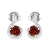 Carolina Red Solitaire Stud Earrings for Everyday Glam Garnet Red Stud