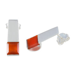 Marie Red Solitaire Stud Earrings for Everyday Glam