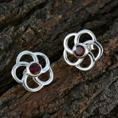 Mila Red Solitaire Stud Earrings for Everyday Glam