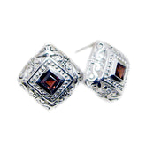 Dayana Red Solitaire Stud Earrings for Everyday Glam Garnet Red Stud