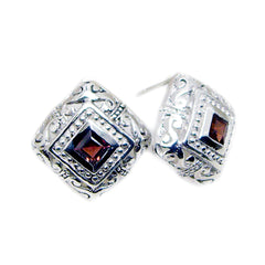 Dayana Red Solitaire Stud Earrings for Everyday Glam Garnet Red Stud