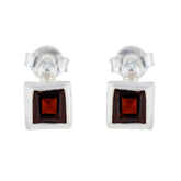 Xiu Red Solitaire Stud Earrings for Everyday Glam Garnet Red Stud