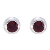 Constanza Red Solitaire Stud Earrings for Glam Looks Garnet Red Stud