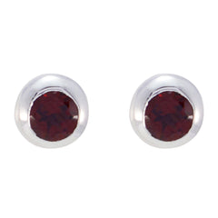 Constanza Red Solitaire Stud Earrings for Glam Looks Garnet Red Stud