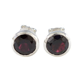 Fernanda Red Solitaire Stud Earrings for Glam Looks Garnet Red Stud