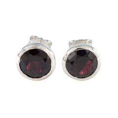 Fernanda Red Solitaire Stud Earrings for Glam Looks Garnet Red Stud