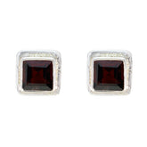 Noelia Red Solitaire Stud Earrings for Chic Styles Garnet Red Stud