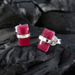 Julia Red Solitaire Stud Earrings for Everyday Glam