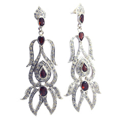 Aisha Red Statement Earrings with Elegant Design