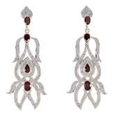 Aisha Red Statement Earrings with Elegant Design Garnet Red Stud