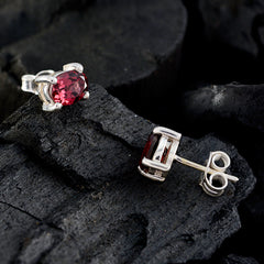 Bianca Red Stone Stud Earrings for Everyday Glam