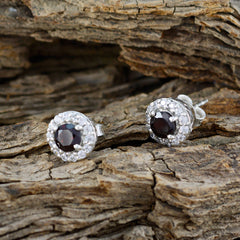 Charlotte Red Stud Earrings with Bright Stone Accents