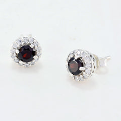 Charlotte Red Stud Earrings with Bright Stone Accents