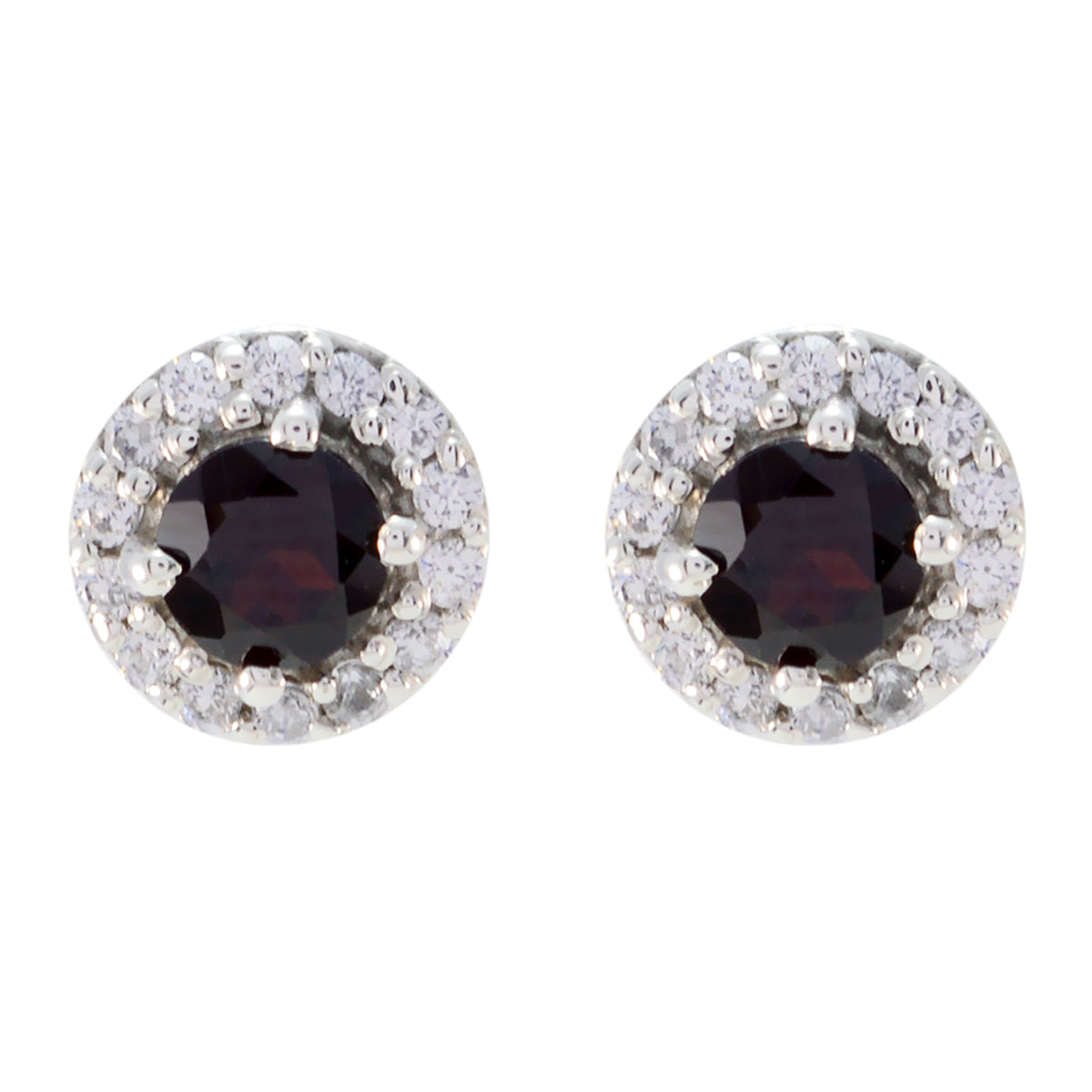 Charlotte Red Stud Earrings with Bright Stone Accents Garnet Red Stud