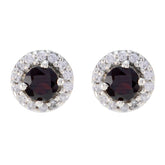 Charlotte Red Stud Earrings with Bright Stone Accents Garnet Red Stud