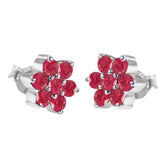 Lucy Red Stud Earrings Dainty Flower Design Indian Ruby Red Stud