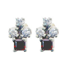 Camila Red Stud Earrings Delicate for Chic Style Garnet Red Stud