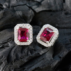 Micaela Red Stud Earrings India with Sparkling Detail