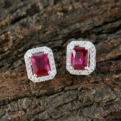 Micaela Red Stud Earrings India with Sparkling Detail