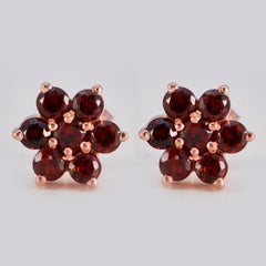 Nora Red Stud Earrings India - Elegant Floral Design