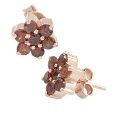 Teresa Red Stud Earrings India - Floral Gemstone Design