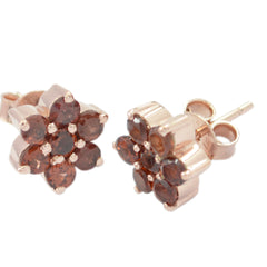 Teresa Red Stud Earrings India - Floral Gemstone Design