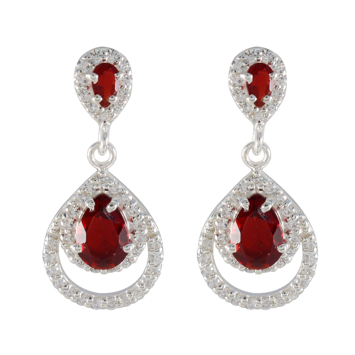 Ying Red Stud Earrings India - Glamorous Silver Design Ruby CZ Red Stud
