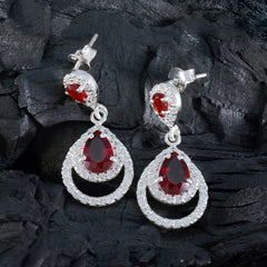 Ying Red Stud Earrings India - Glamorous Silver Design