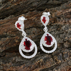 Ying Red Stud Earrings India - Glamorous Silver Design