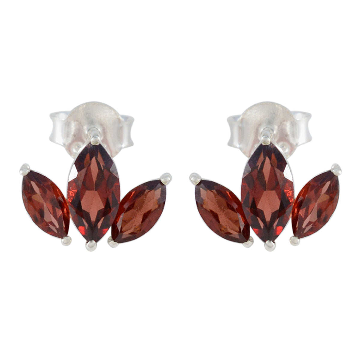 Min-seo Red Stud Earrings for Everyday Glam Garnet Red Stud