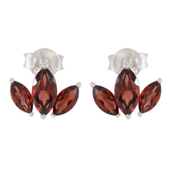 Min-seo Red Stud Earrings for Everyday Glam Garnet Red Stud