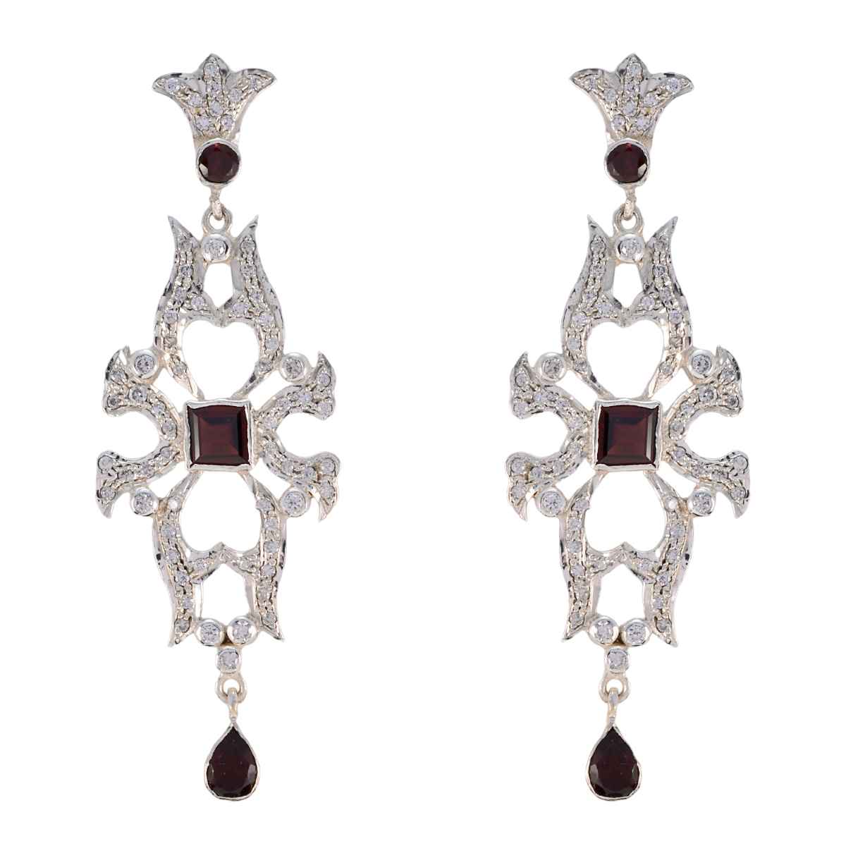 Siti Red Stud Earrings for Fashionable Everyday Wear Garnet Red Stud