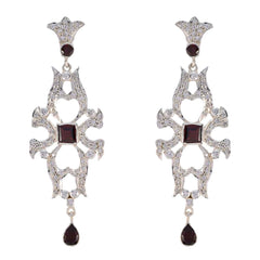 Siti Red Stud Earrings for Fashionable Everyday Wear Garnet Red Stud