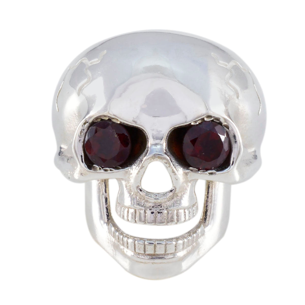 Amanda Red Toi Et Moi Ring Skull Design Silver Garnet Red